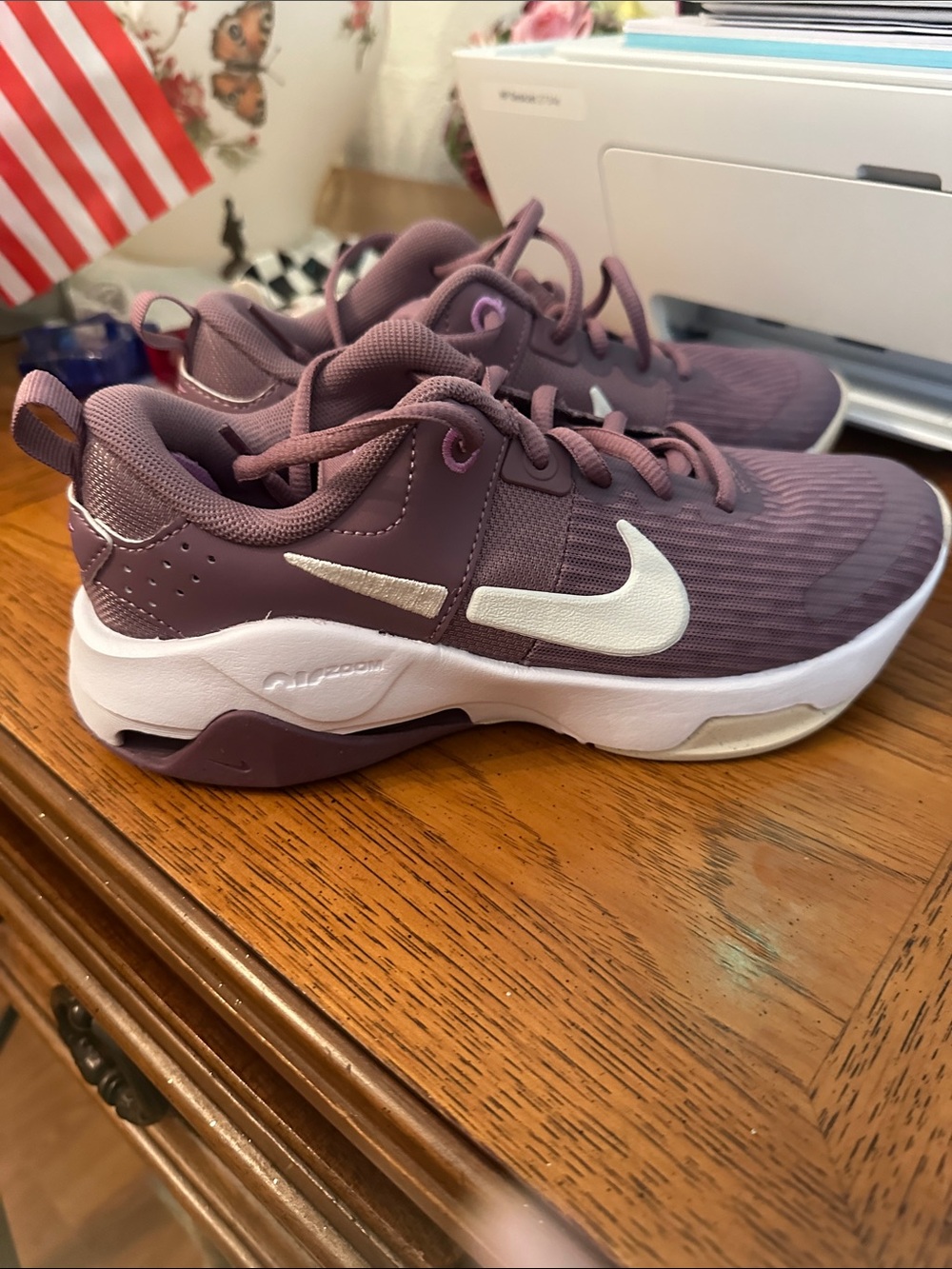 Nike Women's Plum Athletic Sneakers with White Swoosh Nike Air Zoom Bella